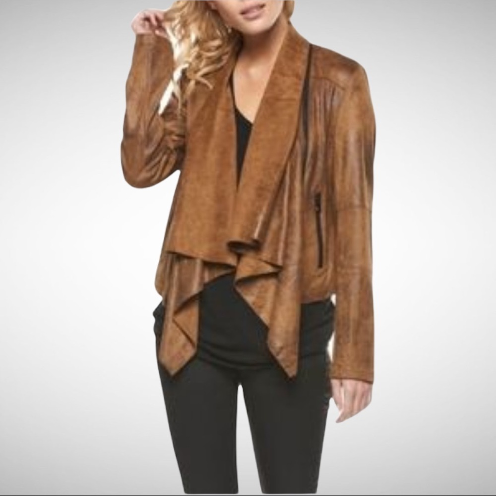 Dex Waterfall Faux Leather Zipper Jacket XS
